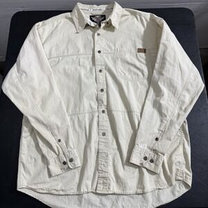 Harley-Davidson Motorcycles Embroidered Button-Up Shirt XL Beige Vintage‎ Y2k